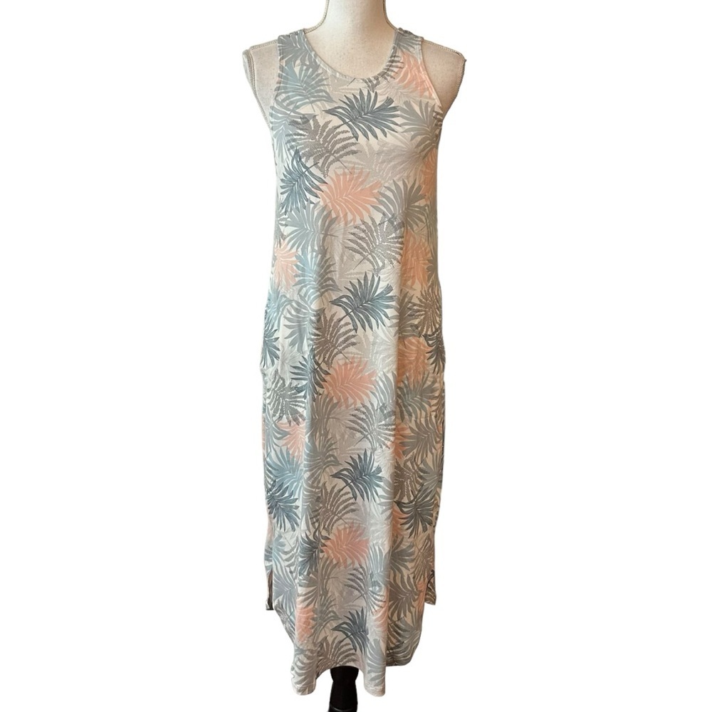 Tahari Sleeveless‎ Tropical Palm Leaf Print Jersey Stretch Knit Dress Sz Small